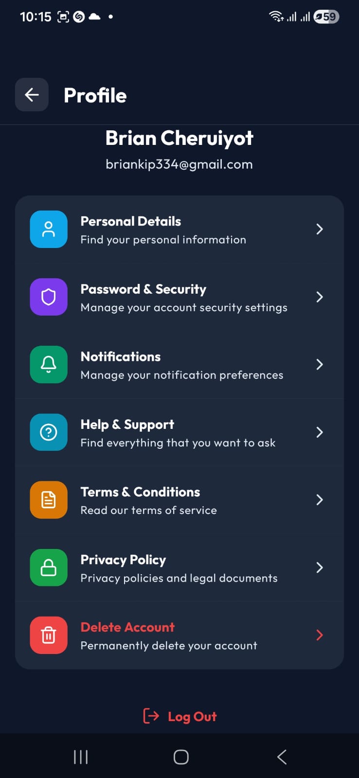 Realix mobile app — tenant details